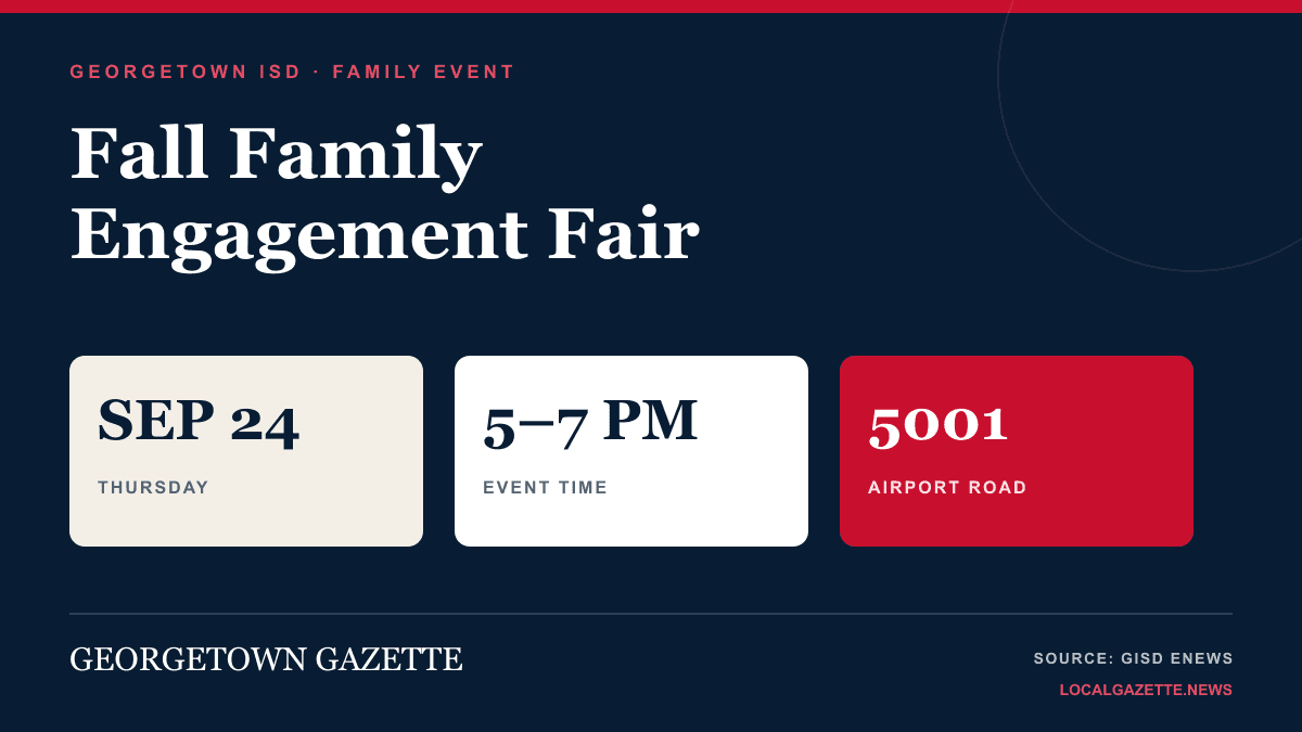 Georgetown ISD Family Engagement Fair set for September 24 — Georgetown news photo